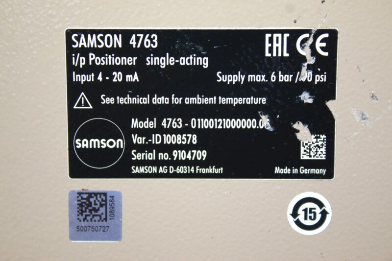 SAMSON 4763 ELECTRO PNEUMATIC POSITIONER 4763-01200121000000.05 - Image 2
