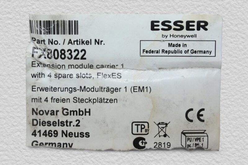 ESSER FX808322 EXTENSION MODULE CARRIER 1 - Image 2