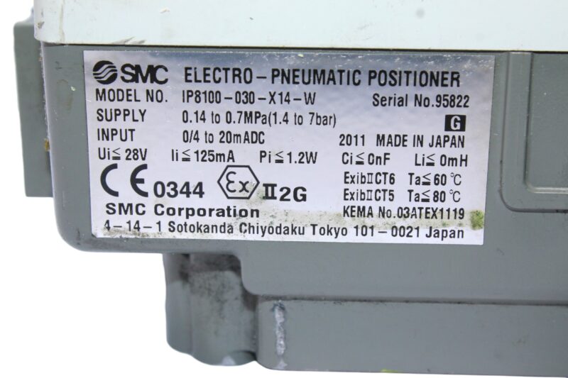 SMC IP8100 ELECTRO PNEUMATIC POSITIONER IP8100-030-X14-W - Image 2