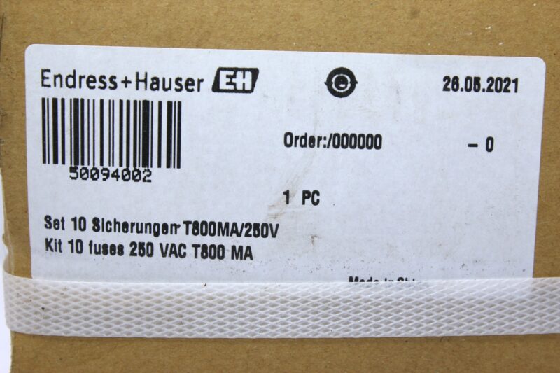 Endress+Hauser 50094002 Kit 10 fuses 250 VAC T800 MA - Image 2