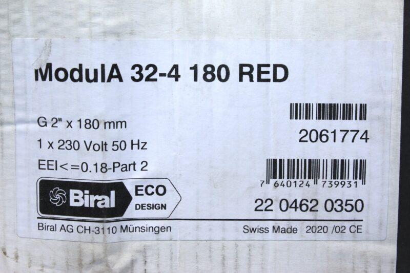 BIRAL ModulA 32-4 180 RED HEATING CIRCULATING PUMP - Image 2