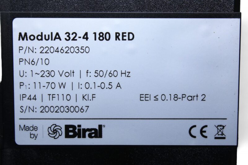 BIRAL ModulA 32-4 180 RED HEATING CIRCULATING PUMP - Image 3