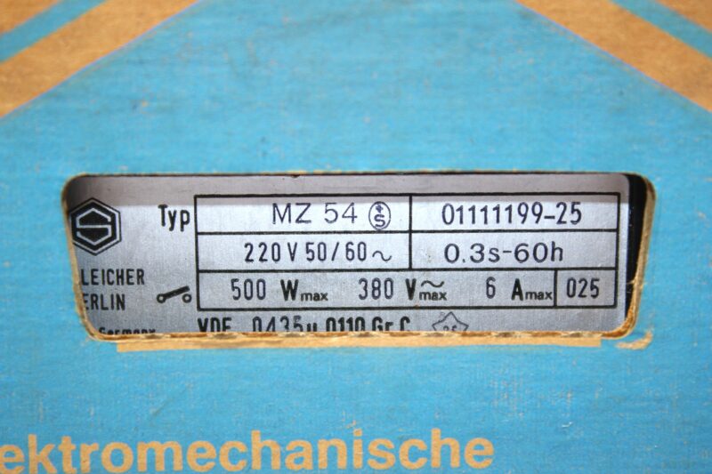 SCHLEICHER MZ 54 TIME RELAY 01111199-25 0.3S…60h - Image 2