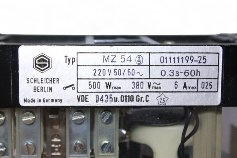 SCHLEICHER MZ 54 TIME RELAY 01111199-25 0.3S…60h - Image 3