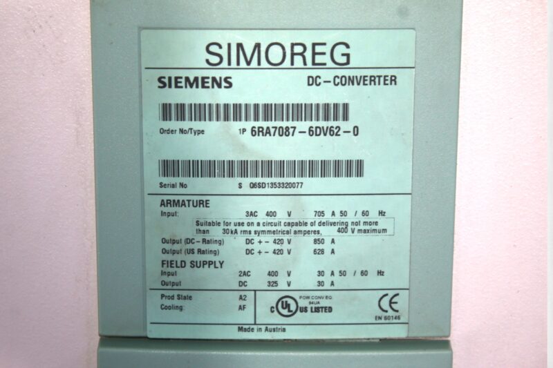 SIEMENS 6RA7087-6DV62-0 DC CONVERTER - Image 2