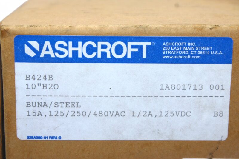 ASHCROFT B424B DIFFERENTIAL PRESSURE SWITCH 10"H2O - Image 2