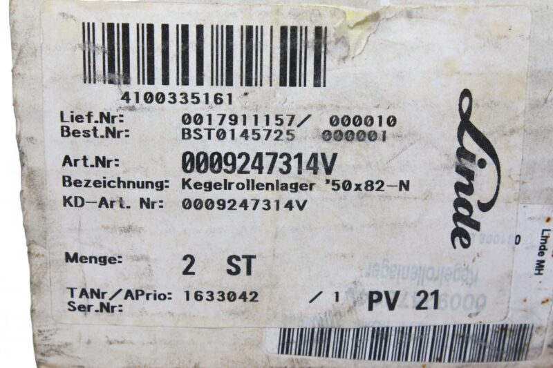LINDE FENWICK 0009247314V TAPERED ROLLER BEARING - Image 2