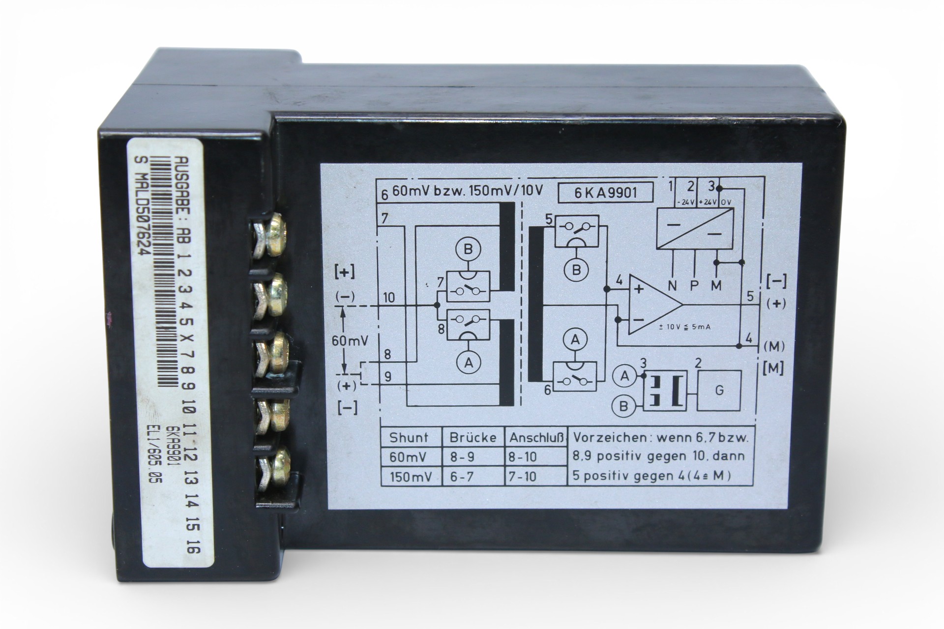 SIEMENS 6KA9901 TRANSDUCER DIRECT CURRENT TRANSDUCER EL1/605.05 - Image 4