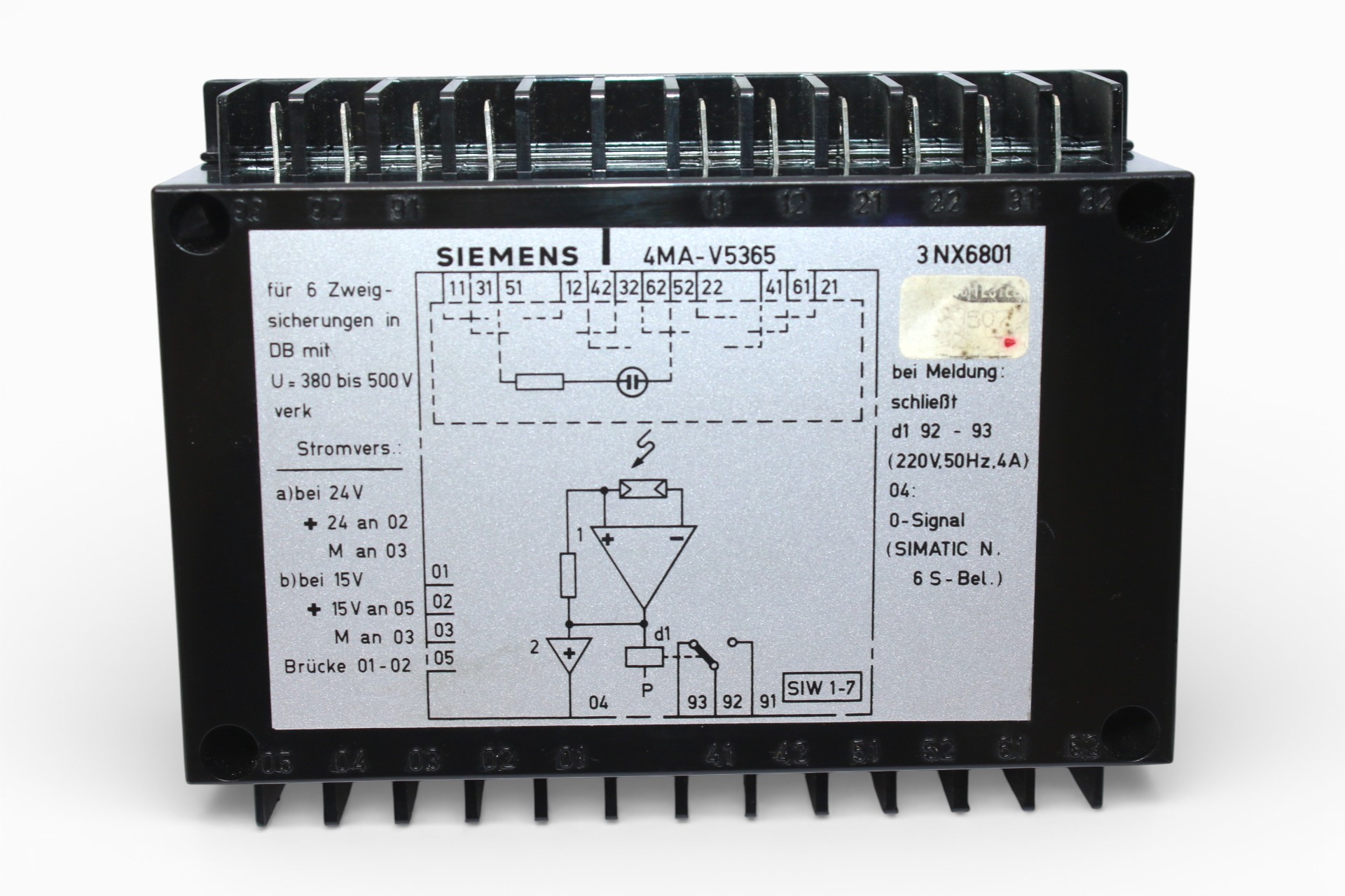 SIEMENS 4MA-V5365 SWITCH BLOCK