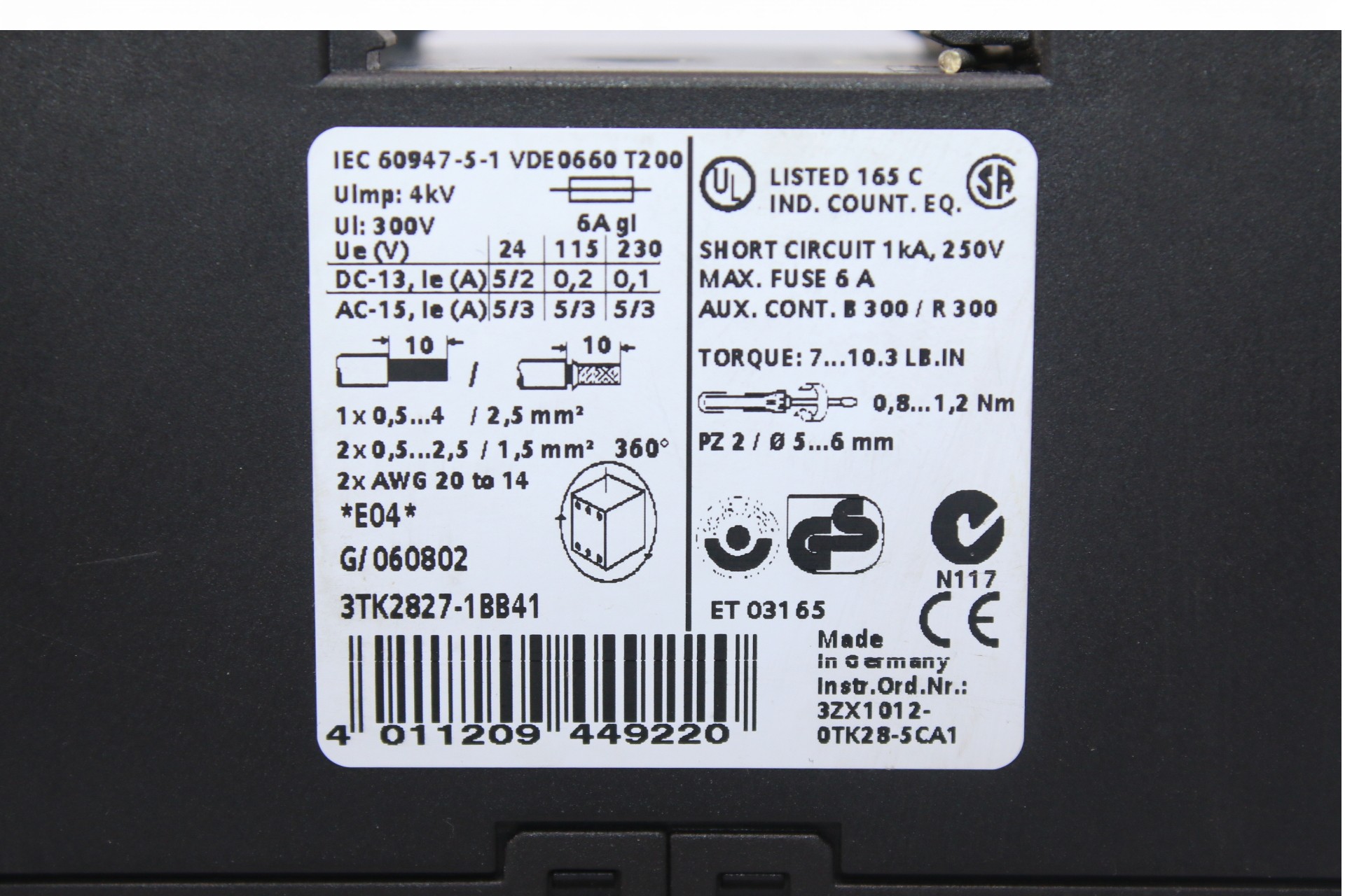 SIEMENS 3TK2827-1BB41 SAFETY RELAY - Image 2