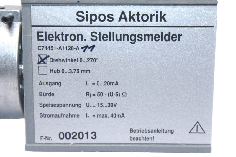 SIPOS AKTORIK C74451-A1128-A11 ELECTRONIC POSITION INDICATOR - JA ...