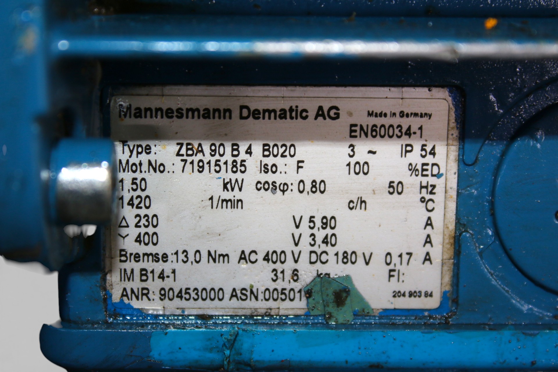 DEMAG ZBA 90 B 4 B020 CYLINDRICAL-ROTOR MOTOR - Image 2