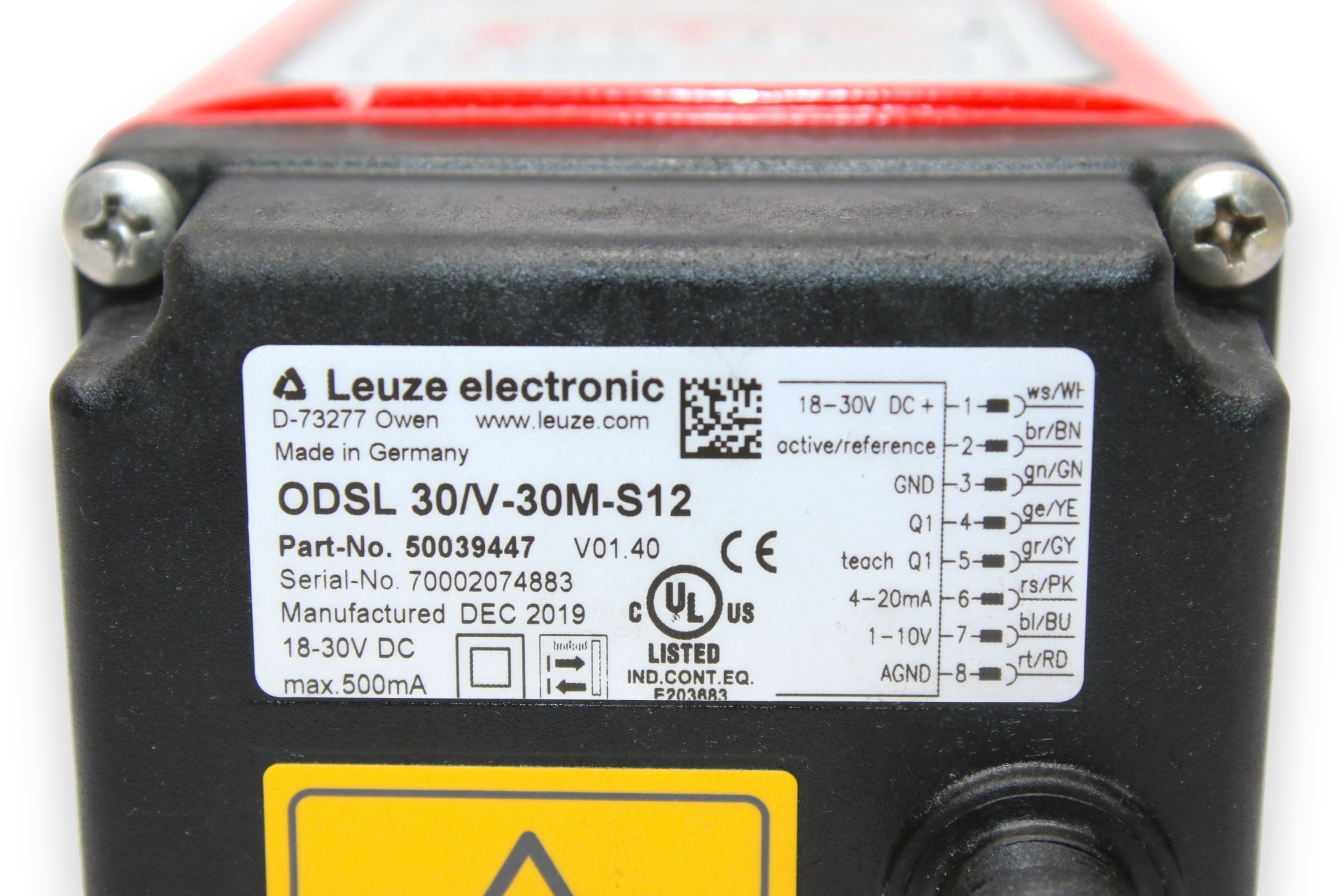 LEUZE ODSL 30/V-30M-S12 OPTICAL DISTANCE SENSOR 50039447 - Image 3