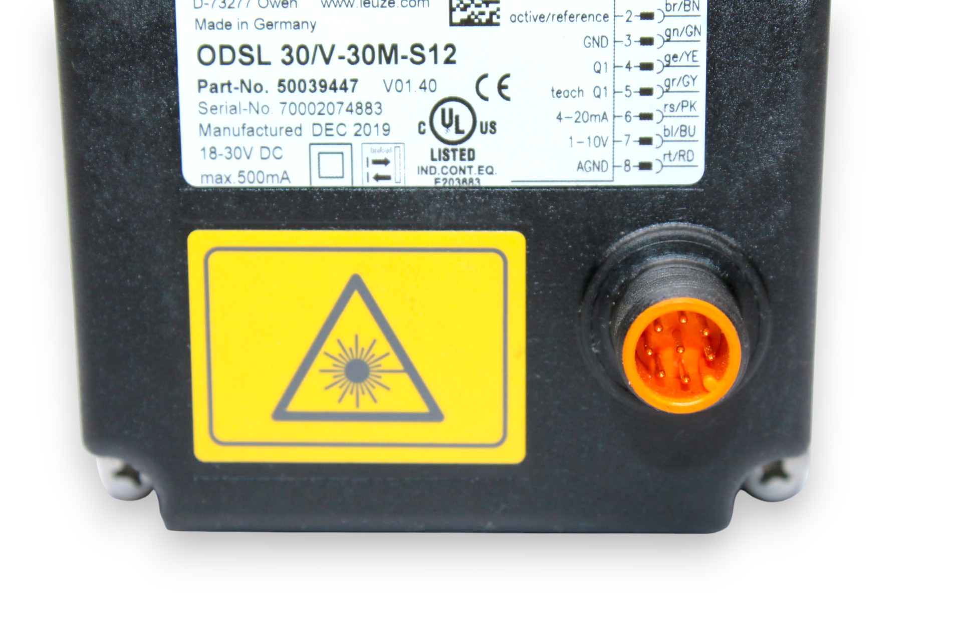 LEUZE ODSL 30/V-30M-S12 OPTICAL DISTANCE SENSOR 50039447 - Image 4