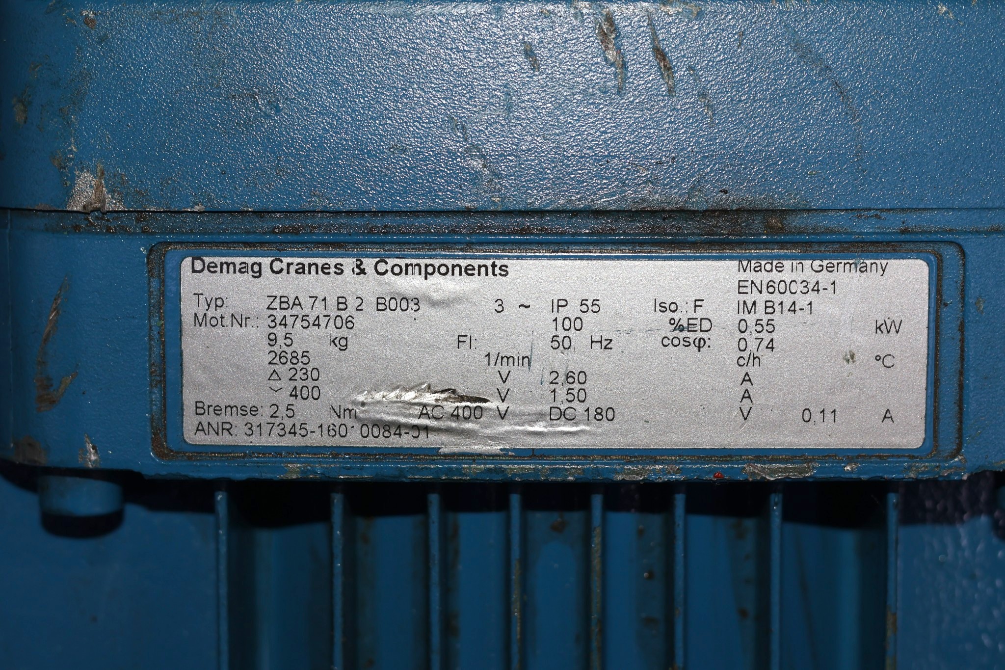 DEMAG ZBA 71 B 2 B003 CYLINDRICAL-ROTOR MOTOR - Image 2