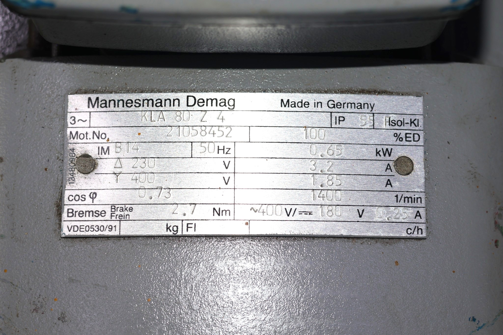 DEMAG KLA 80 Z 4 CYLINDRICAL-ROTOR MOTOR - Image 2