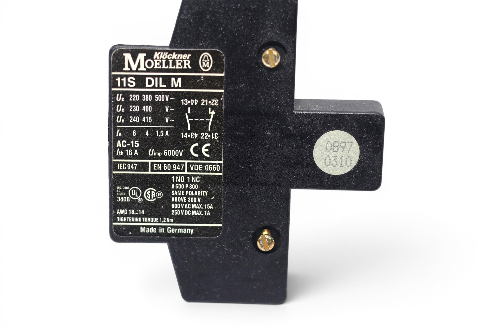 MOELLER 11S DIL M AUXILIARY CONTACTOR - Image 2