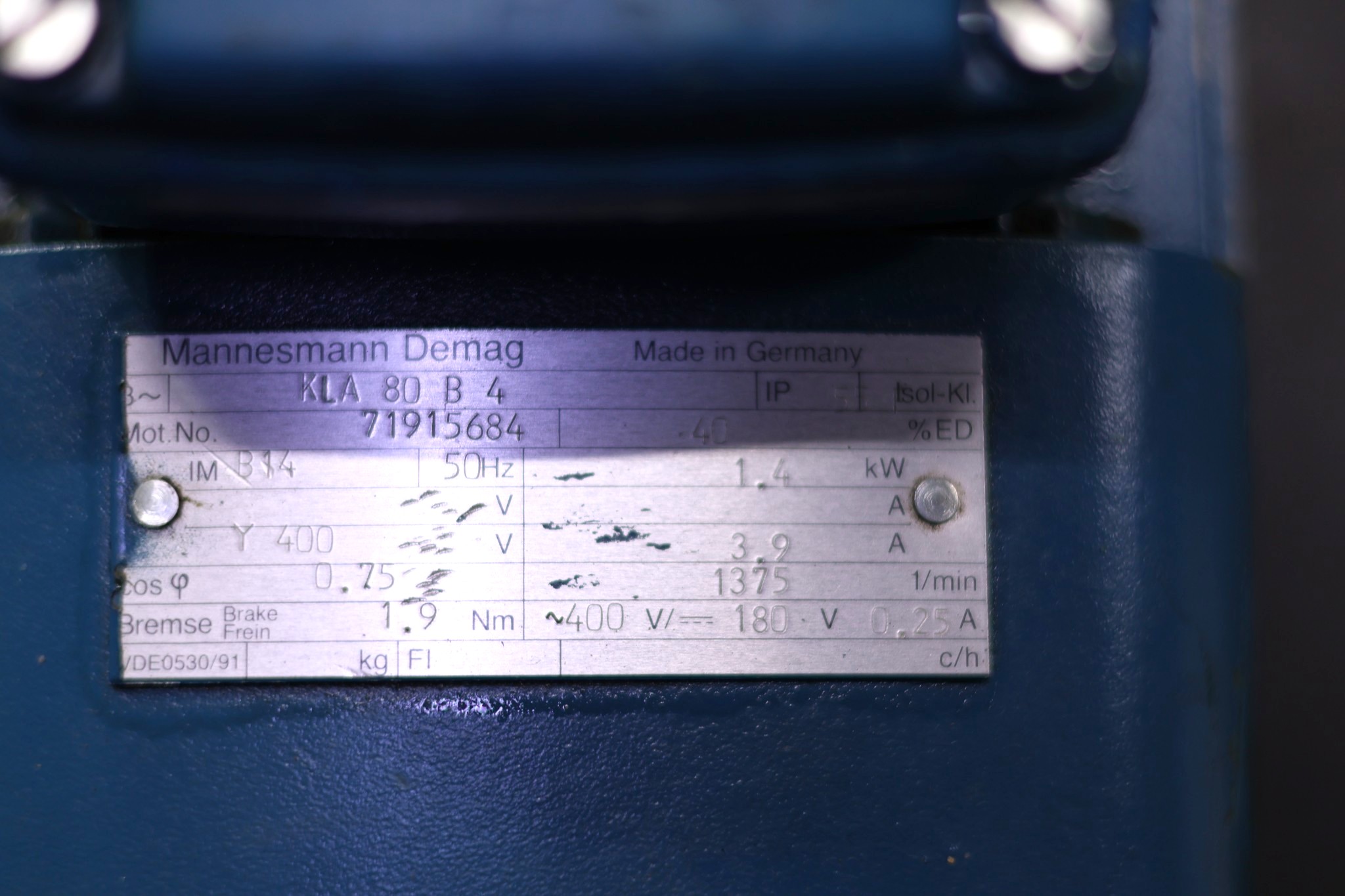 DEMAG KLA 80 B 4 CYLINDRICAL-ROTOR MOTOR - Image 2