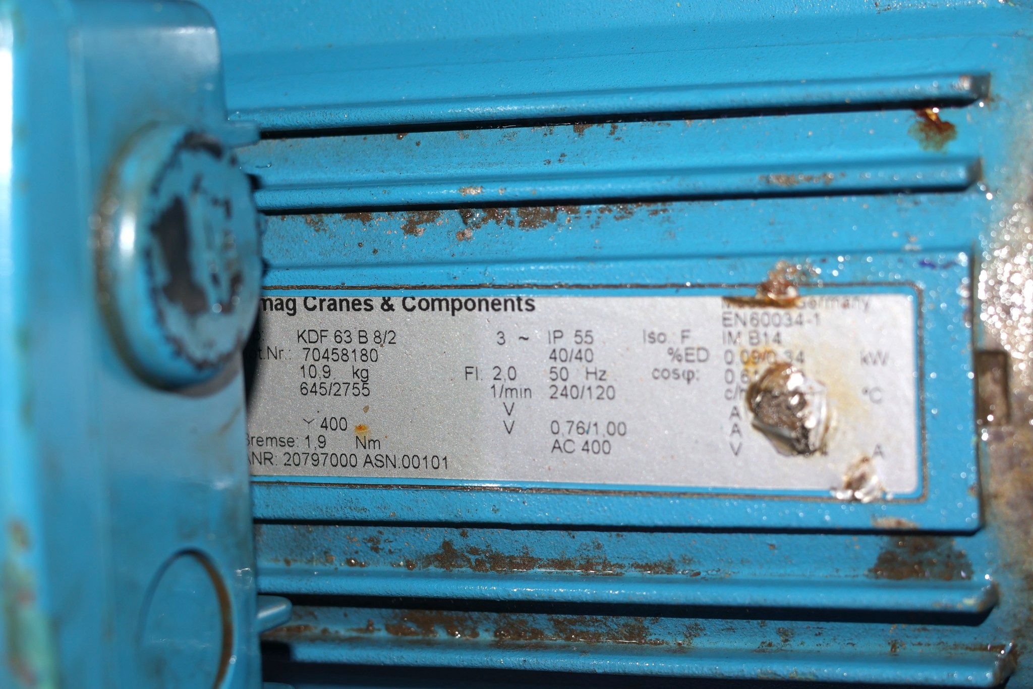 DEMAG KDF 63 B 8/2 CYLINDRICAL-ROTOR MOTOR - Image 2