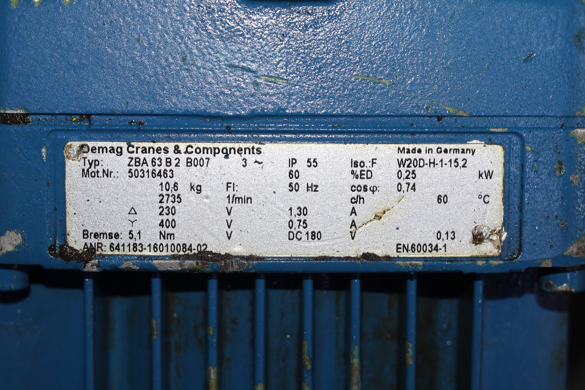 DEMAG ZBA 63 B 2 B007 CYLINDRICAL-ROTOR MOTOR - Image 2