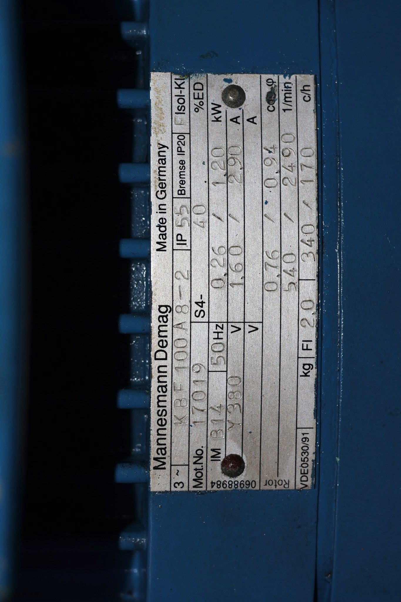 DEMAG KBF 100 A 8-2 CONICAL-ROTOR BRAKE MOTOR - Image 2