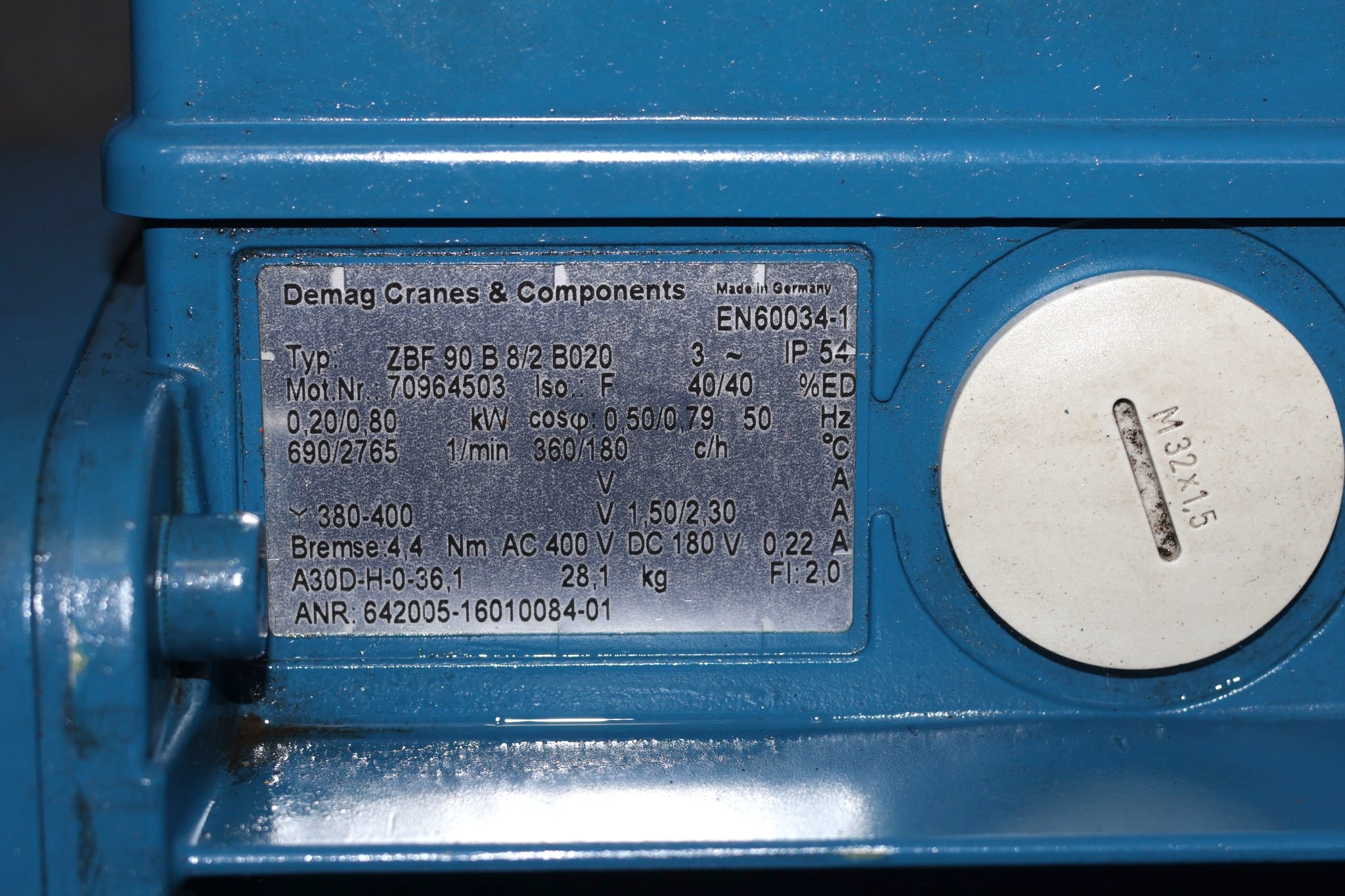 DEMAG ZBF 90 B 8/2 B020 CYLINDRICAL-ROTOR MOTOR - Image 2