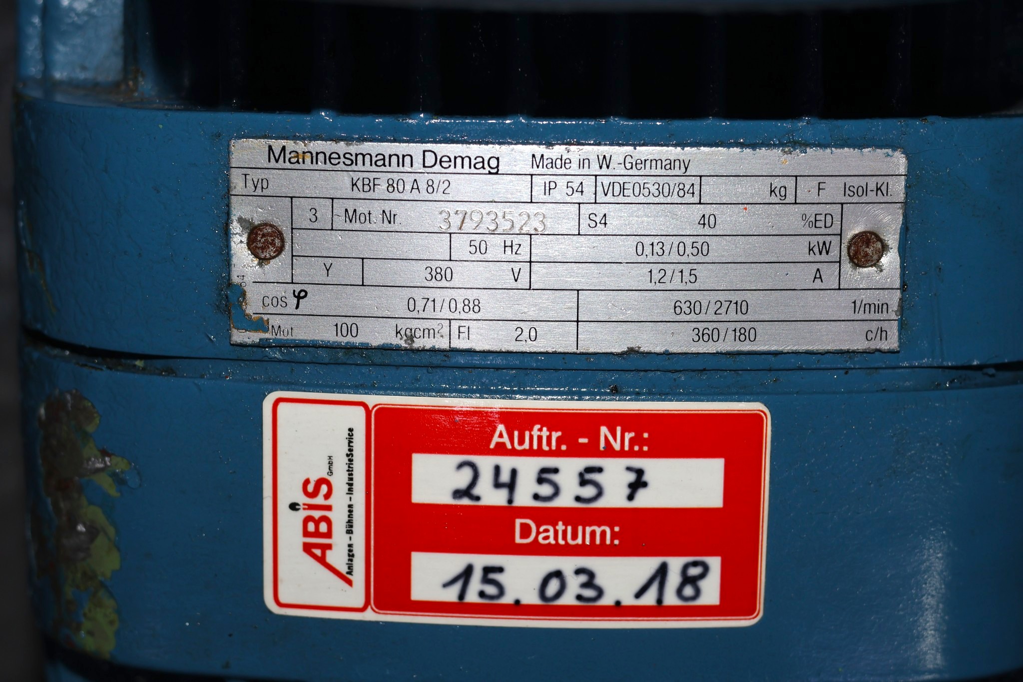 DEMAG KBF 80 A 8/2 GEAR MOTOR - Image 2
