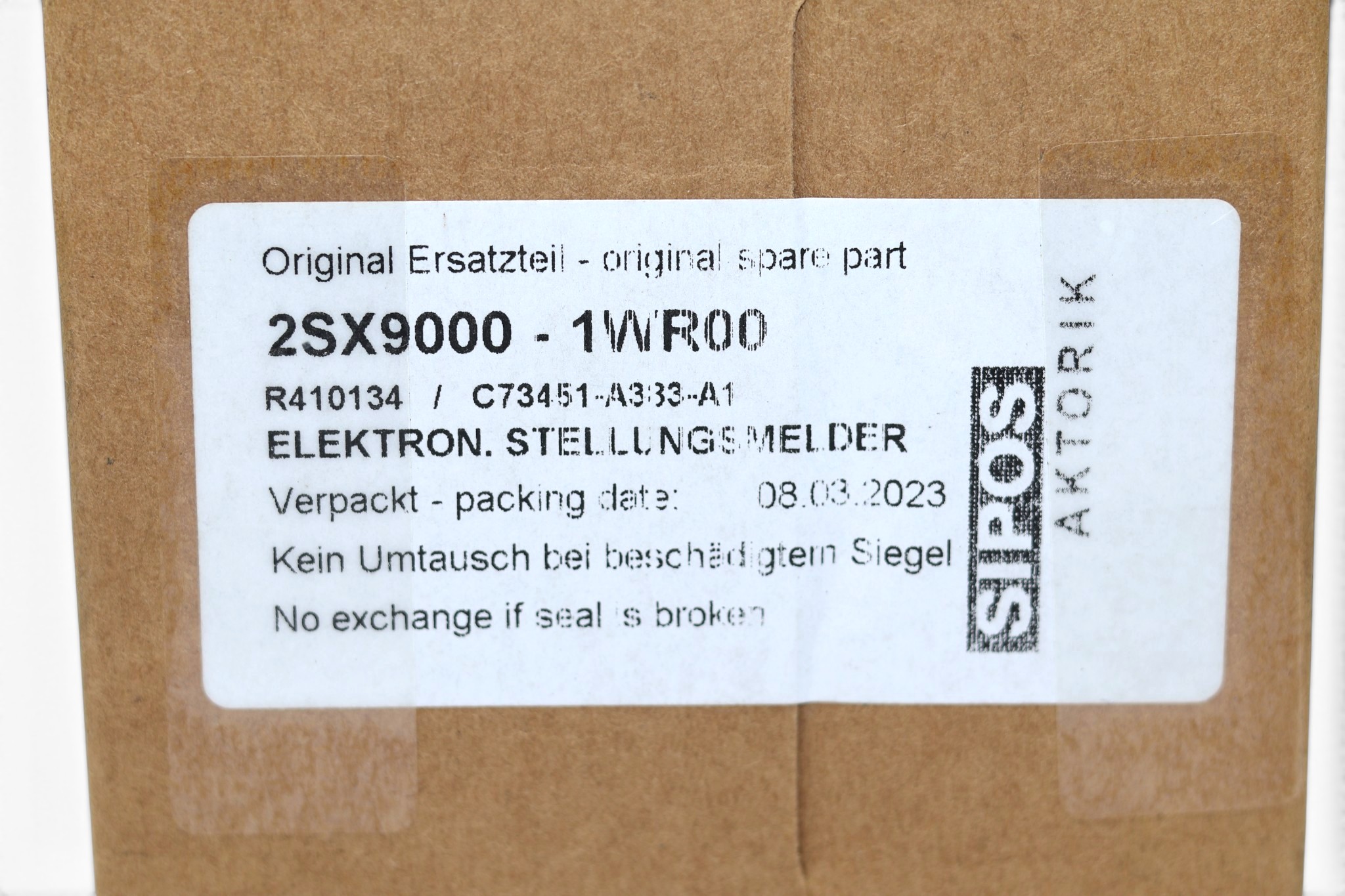 SIPOS AKTORIK 2SX9000-1WR00 ELECTRONIC POSITION TRANSMITTER - Image 2