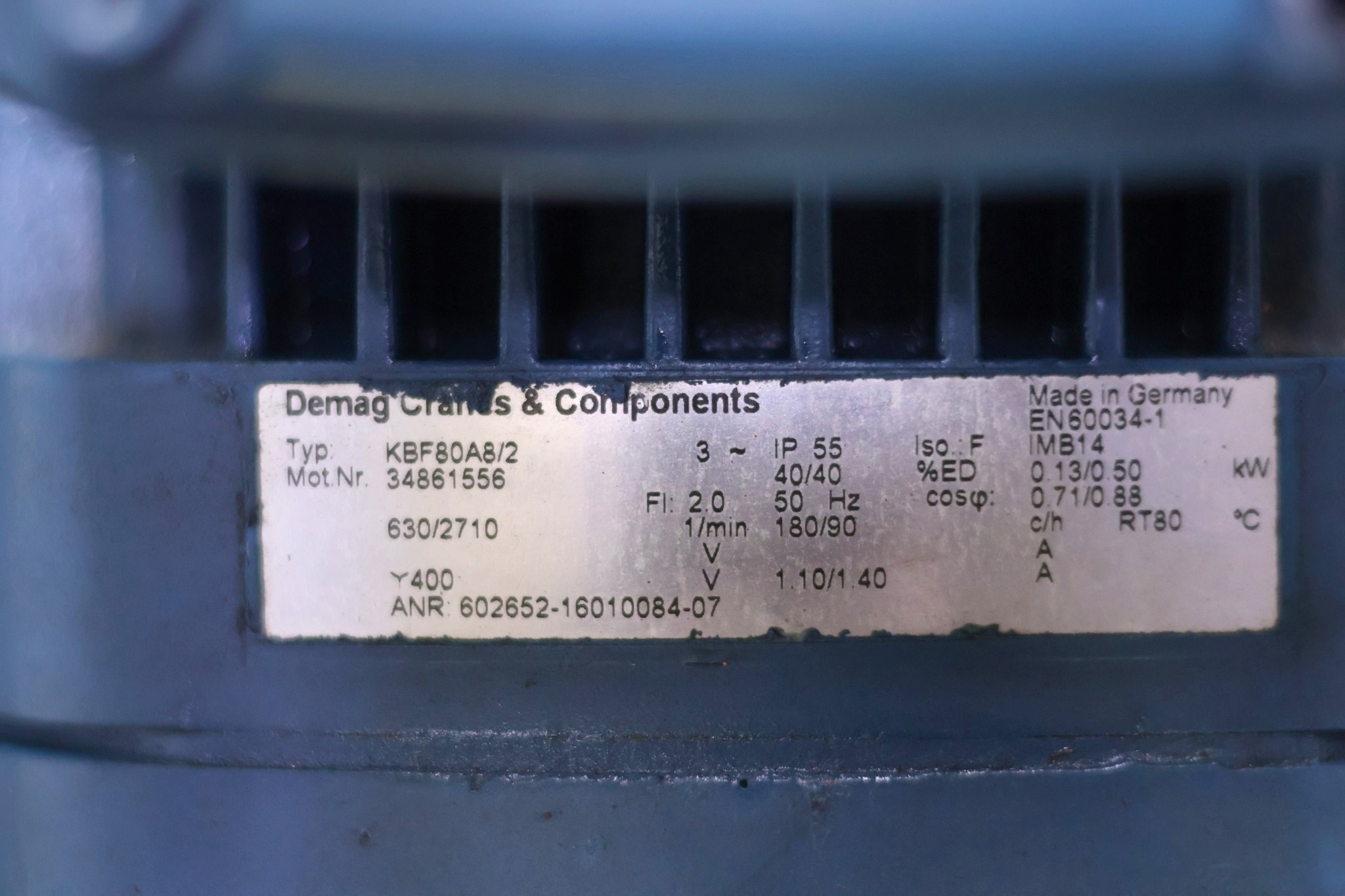 DEMAG KBF 80 A 8/2 GEAR MOTOR - Image 2