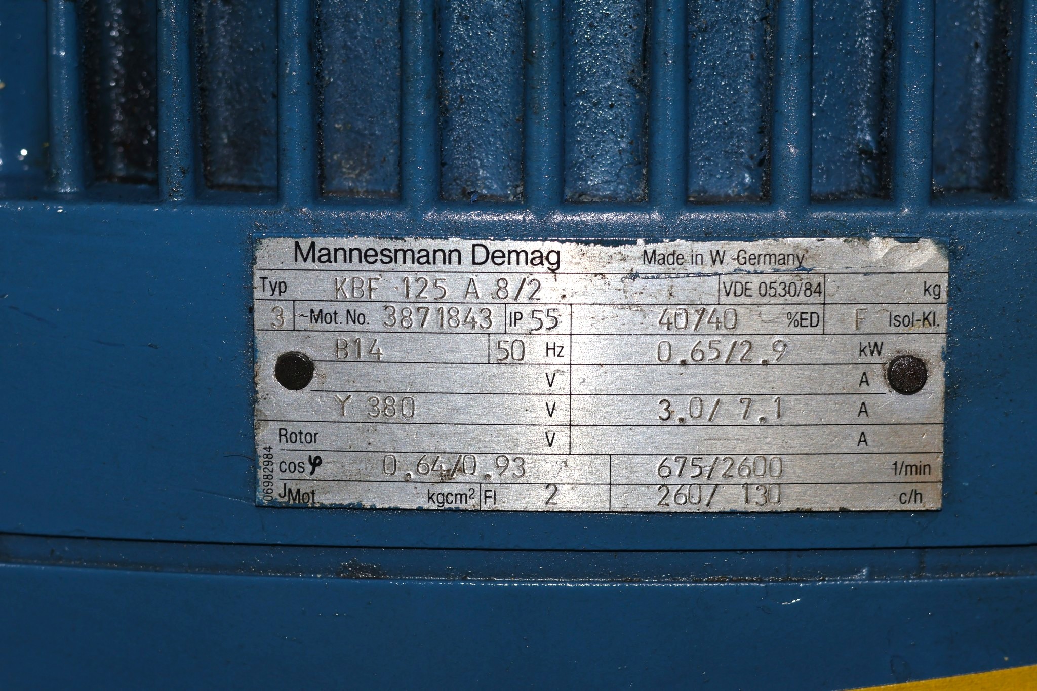 DEMAG KBF 125 A 8/2 CONICAL-ROTOR BRAKE MOTOR - Image 2