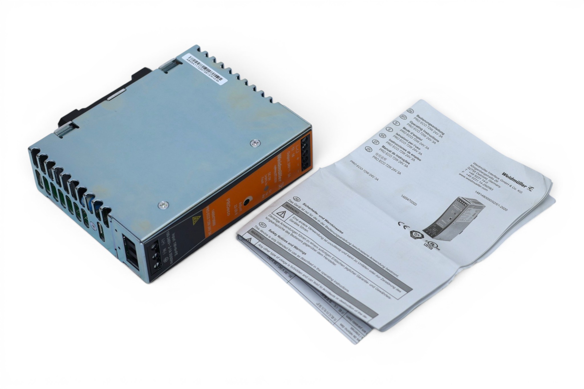 WEIDMULLER 1469470000 POWER SUPPLY PRO ECO 72W 24V 3A