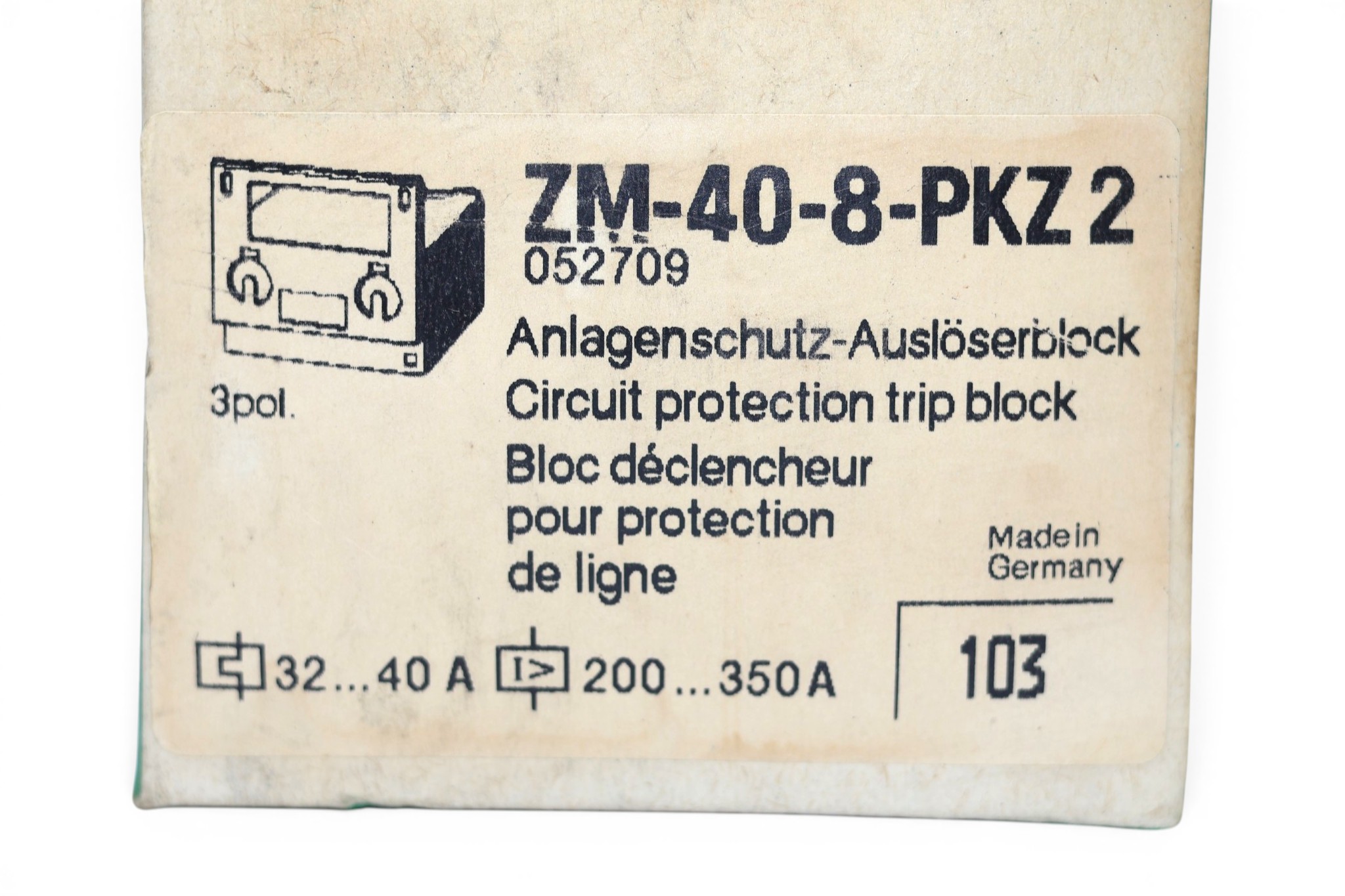 MOELLER ZM-40-8-PKZ2 MOTOR STARTER 052709 - Image 2