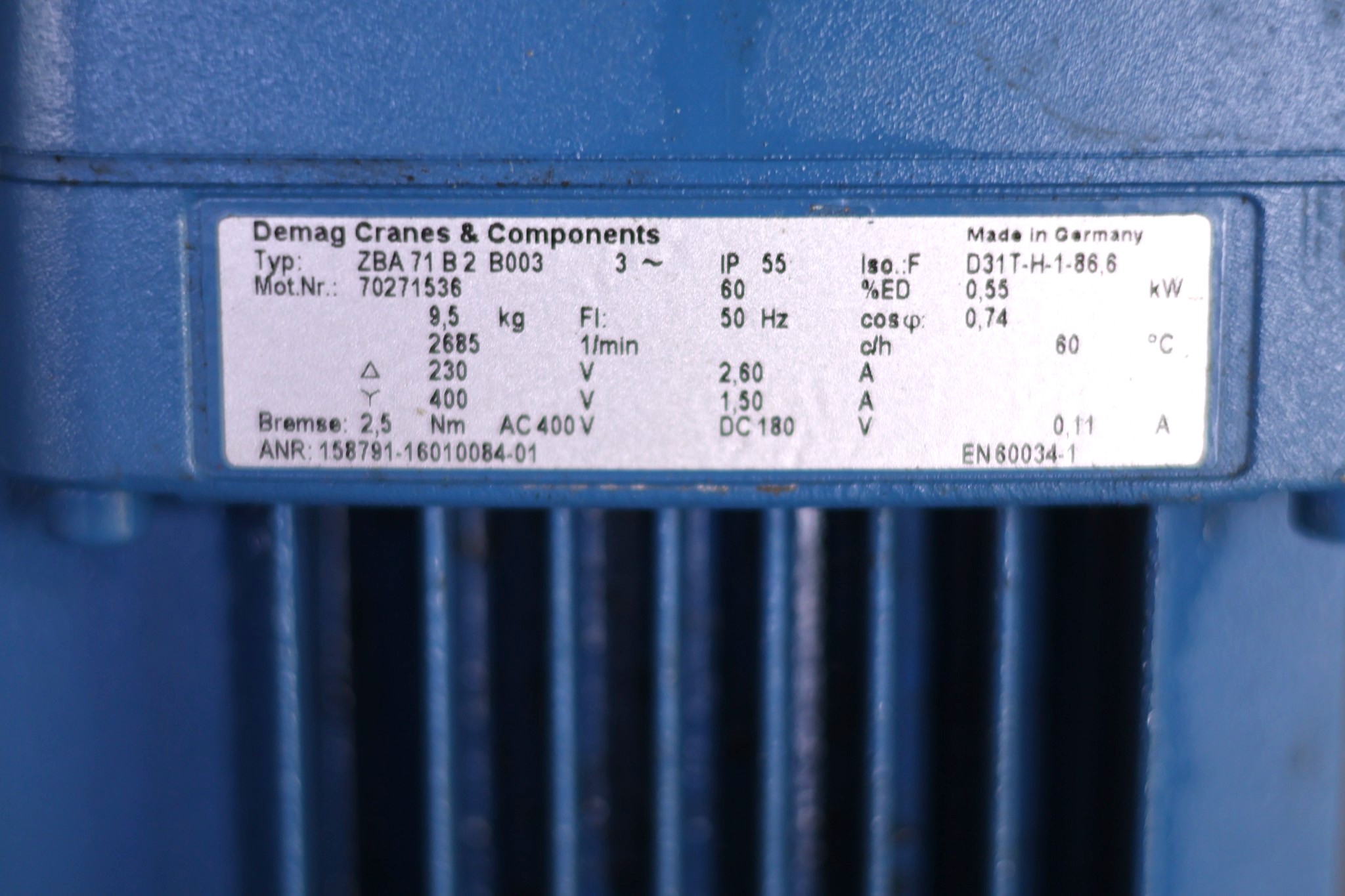 DEMAG ZBA 71 B 2 B003 CYLINDRICAL-ROTOR MOTOR - Image 2