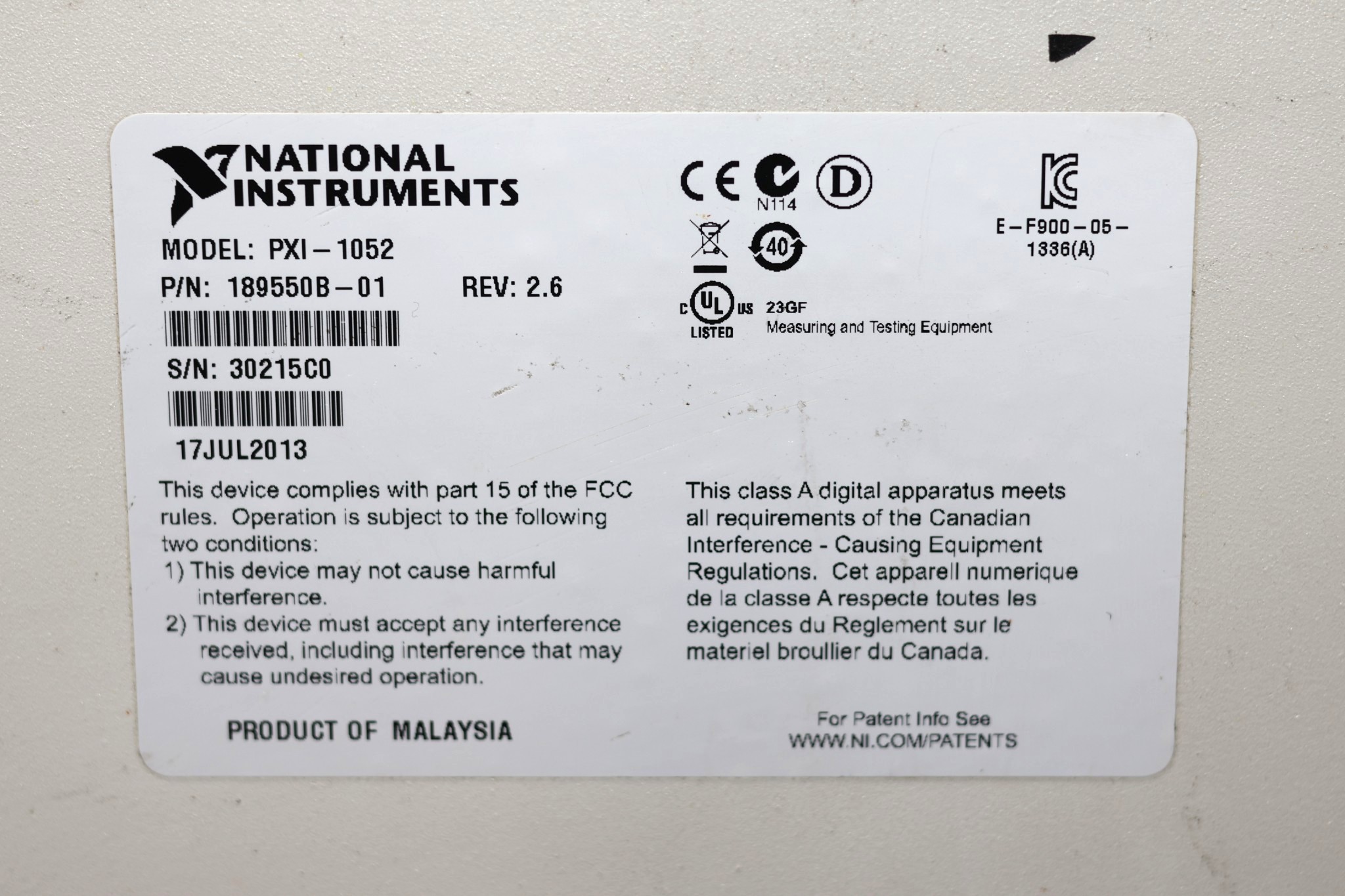 NATIONAL INSTRUMENTS PXI-1052 PXI CHASSIS - Image 2