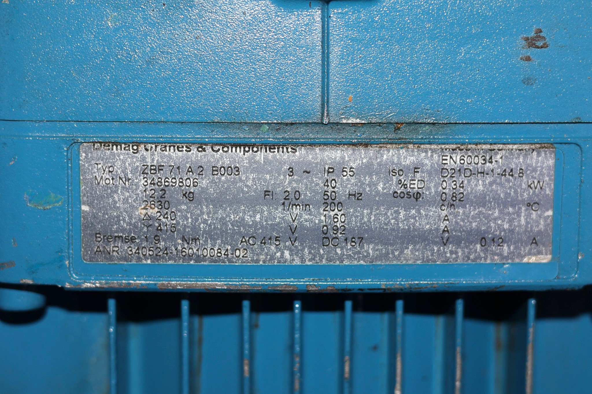 DEMAG KBV 71 B 8/2 GEAR MOTOR - Image 2
