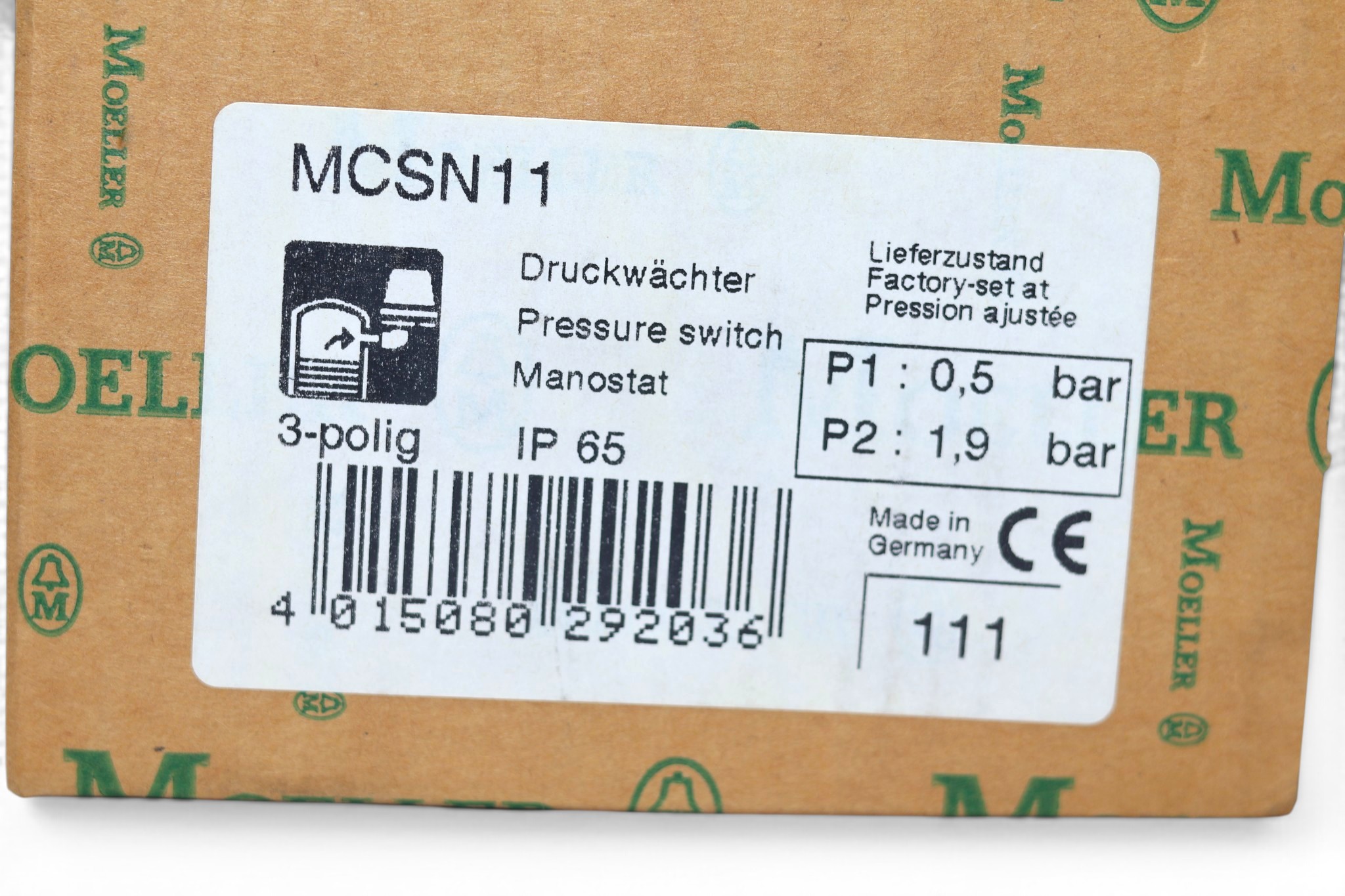 MOELLER MCSN11 PRESSURE SWITCH - Image 2