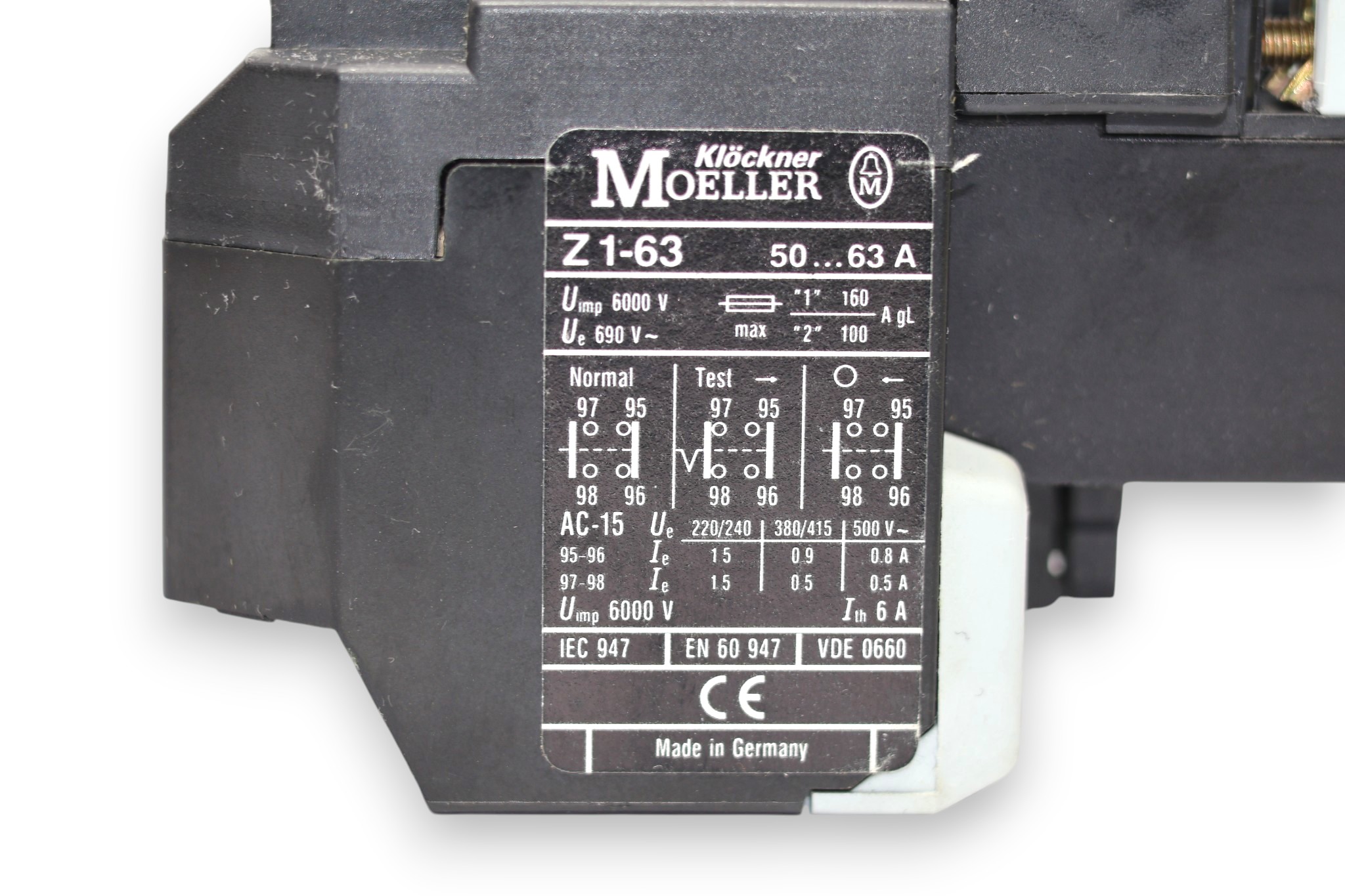 MOELLER Z1-63 OVERLOAD RELAY - Image 3