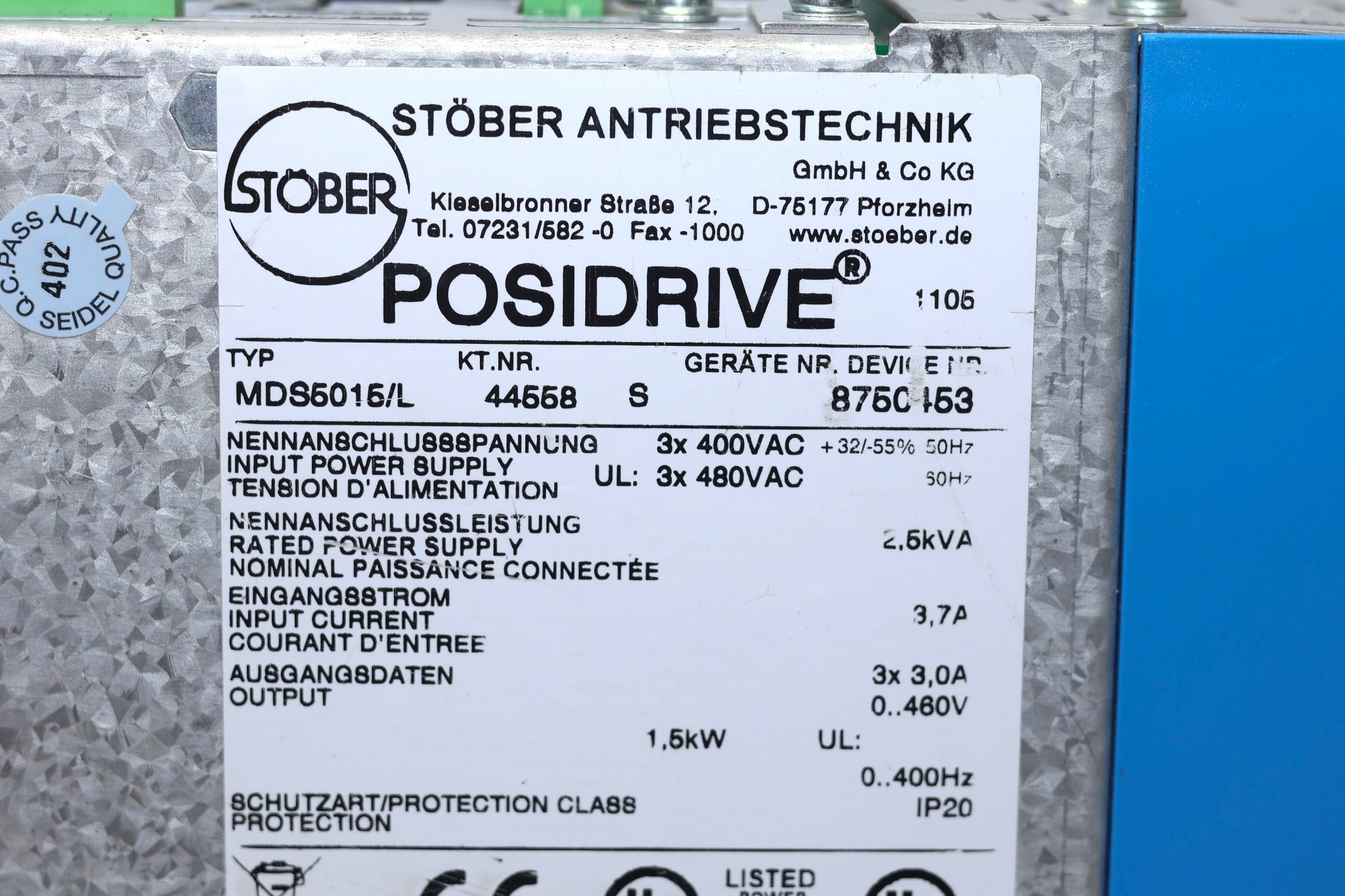 STOBER MDS5015/L SERVO DRIVE - Image 2