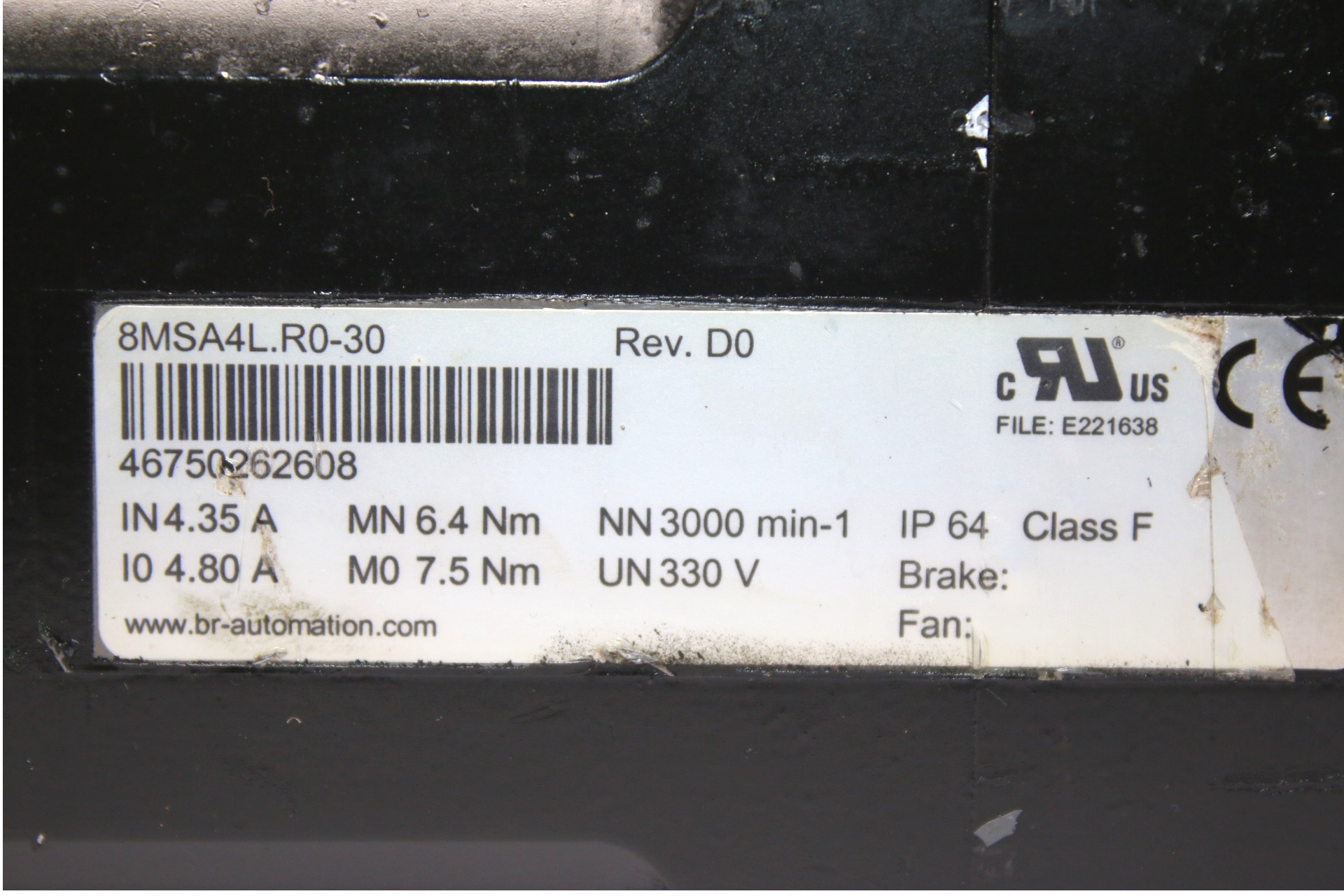 B&R 8MSA4L.R0-30 SERVO MOTOR - Image 2