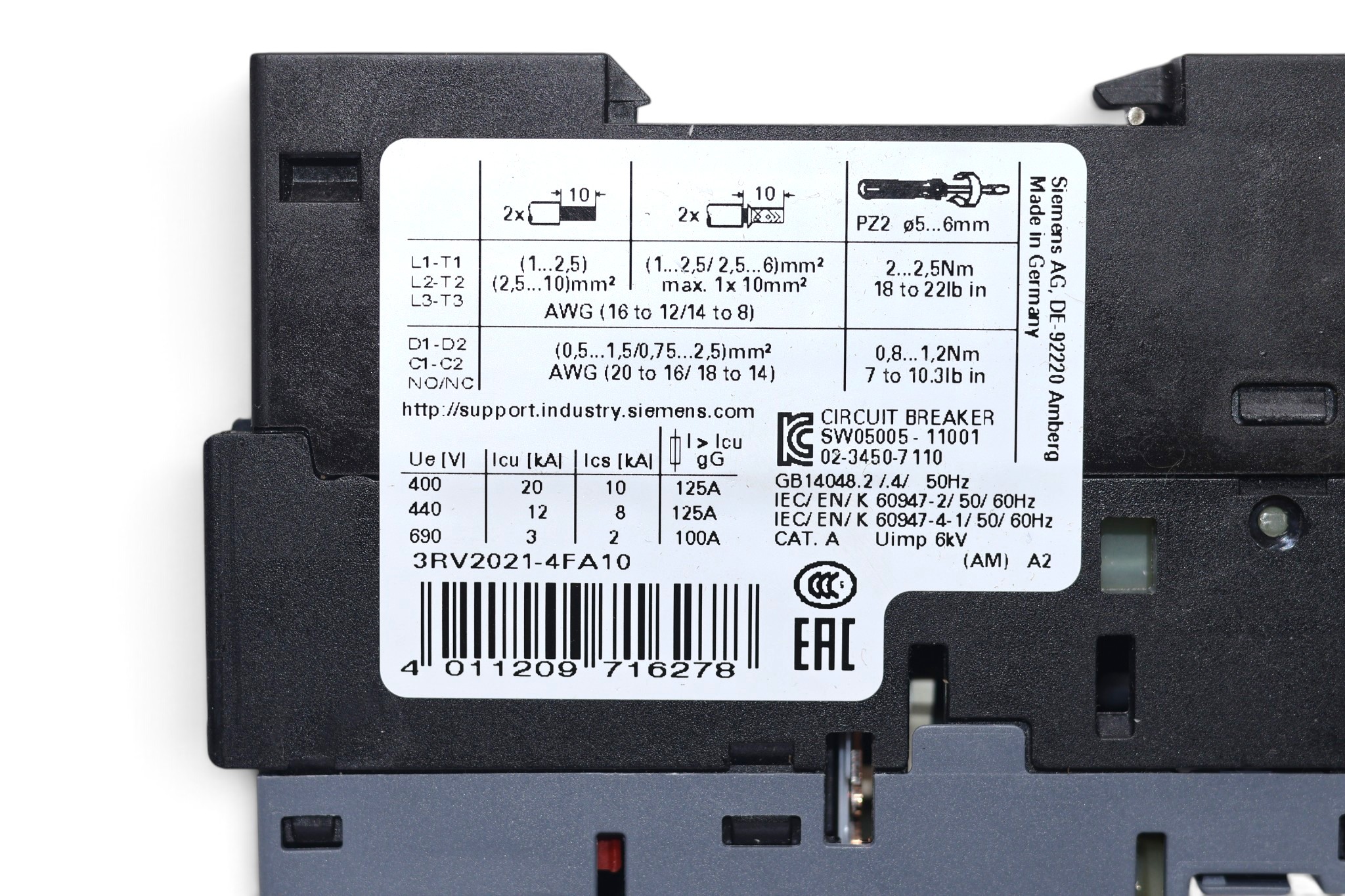 SIEMENS 3RV2021-4FA10 MOTOR BREAKER - Image 3
