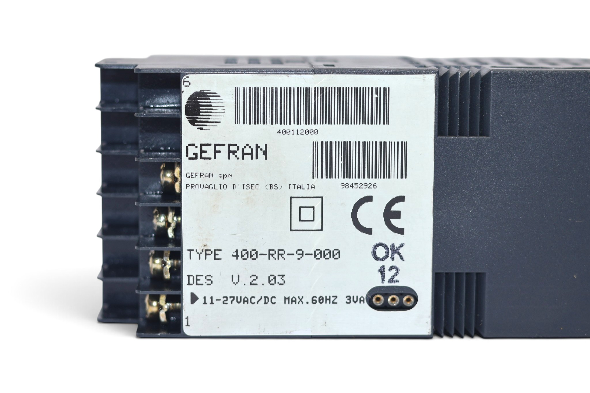 GEFRAN 400-RR-9-000 TEMPERATURE CONTROLLER F000043 - Image 2