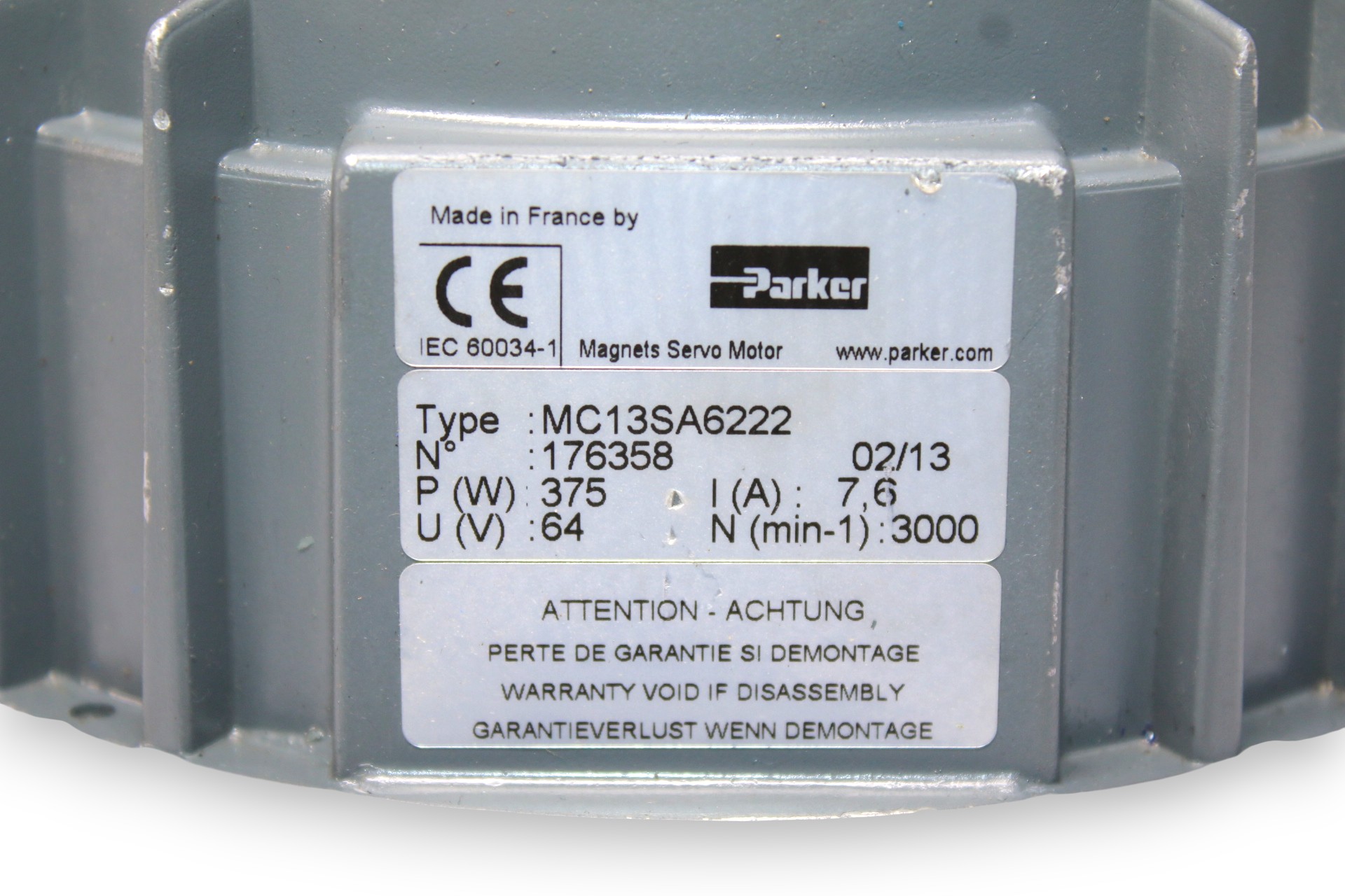 PARKER MC13SA6222 DC SERVO MOTOR - Image 2