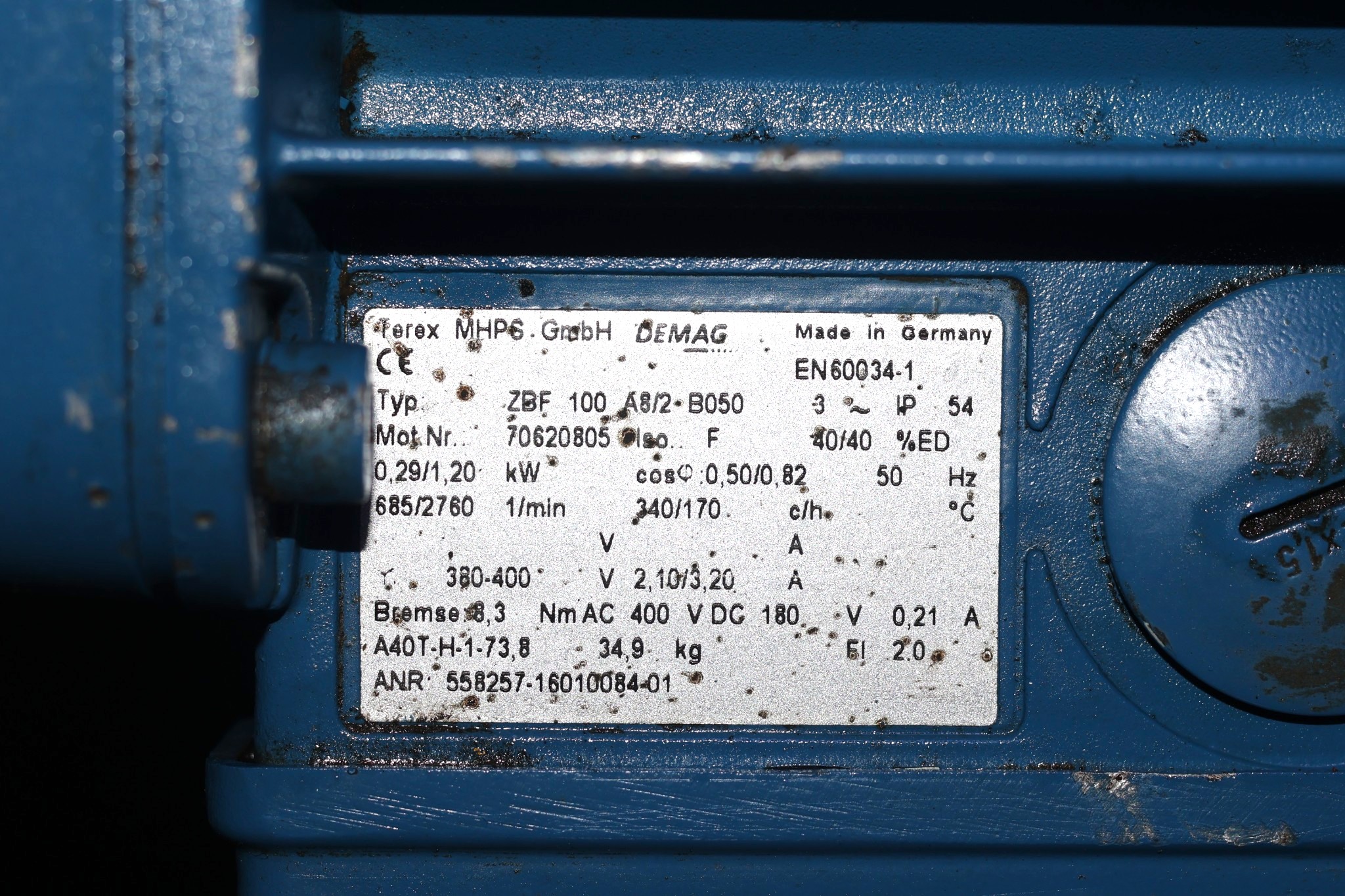 DEMAG ZBF 100 A 8/2 B050 ELECTRIC MOTOR - Image 2