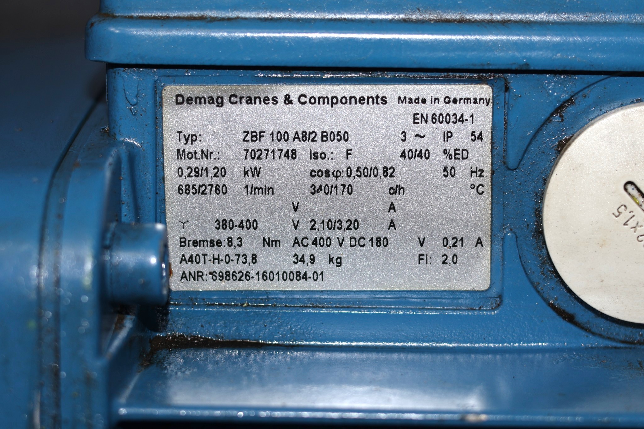 DEMAG ZBF 100 A 8/2 B050 ELECTRIC MOTOR - Image 2