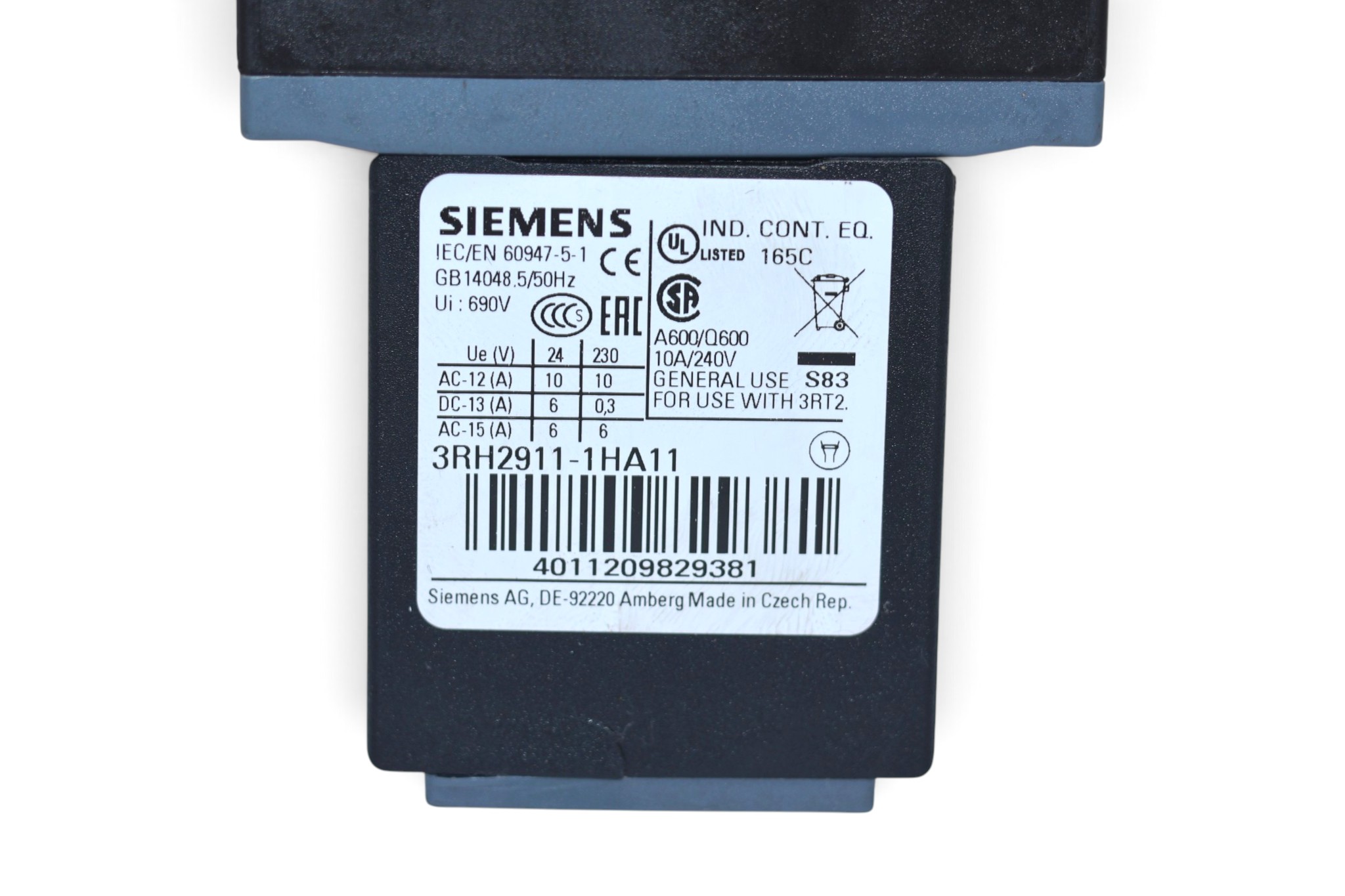 SIEMENS 3RT2025-1BB44 POWER CONTACTOR (24 V DC) (7.5 Kw) - Image 3