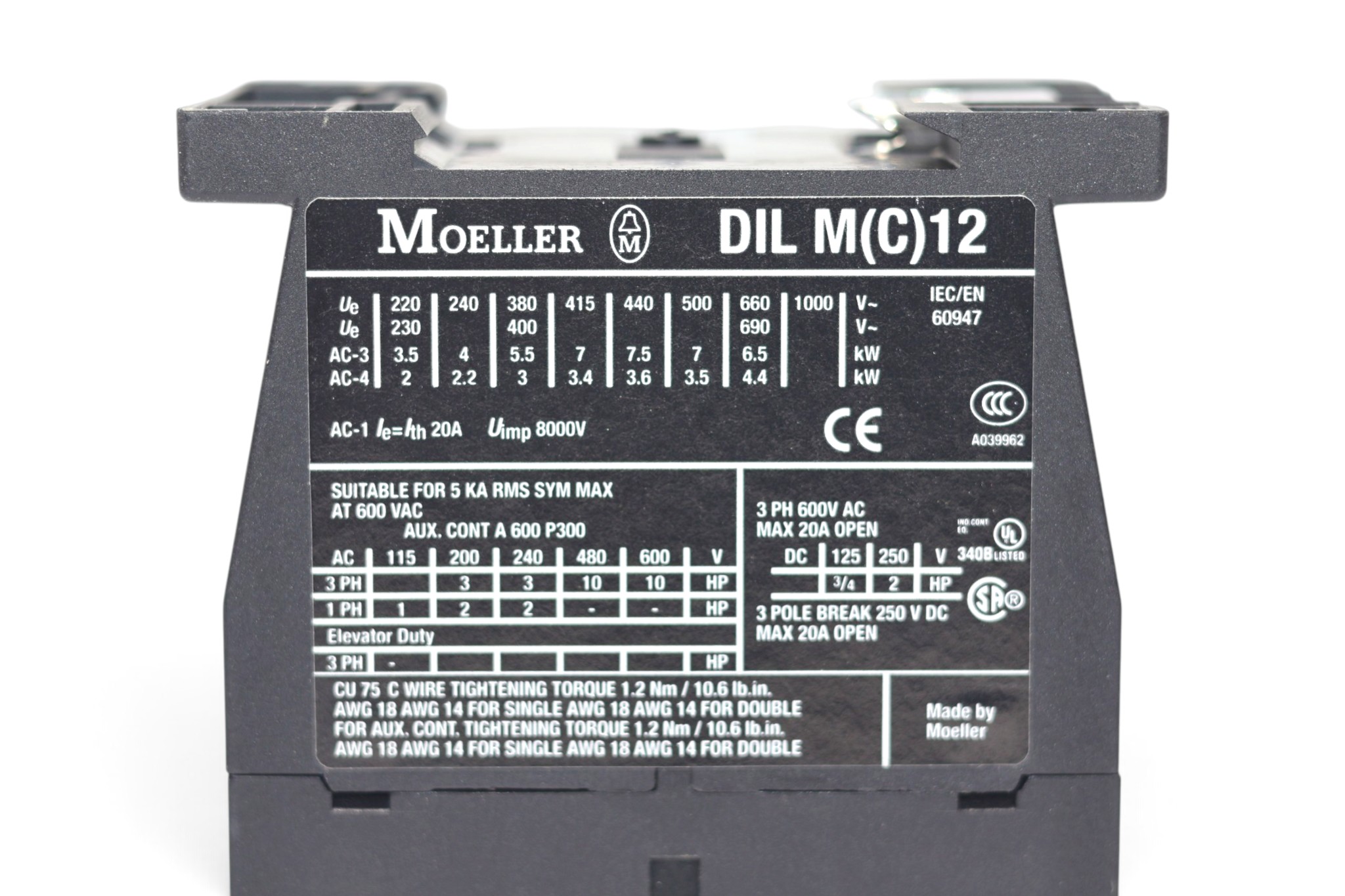 MOELLER DILM12-01 CONTACTOR 24 V (5.5 kw) - Image 3
