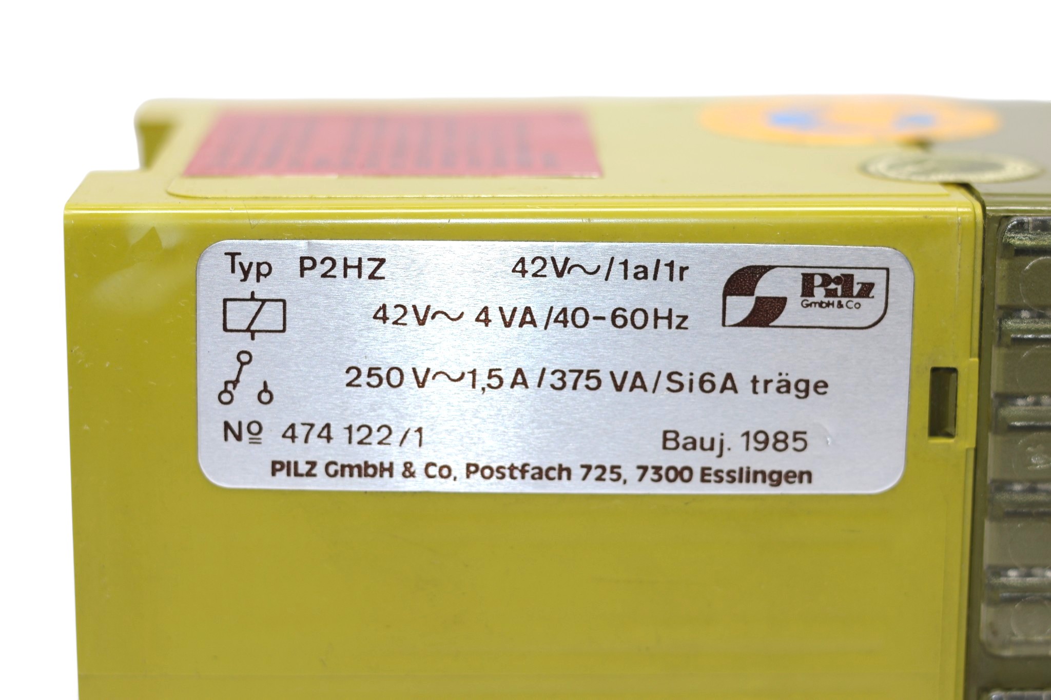 PILZ P2HZ 42V ~/1A/1R SAFETY RELAY - Image 2