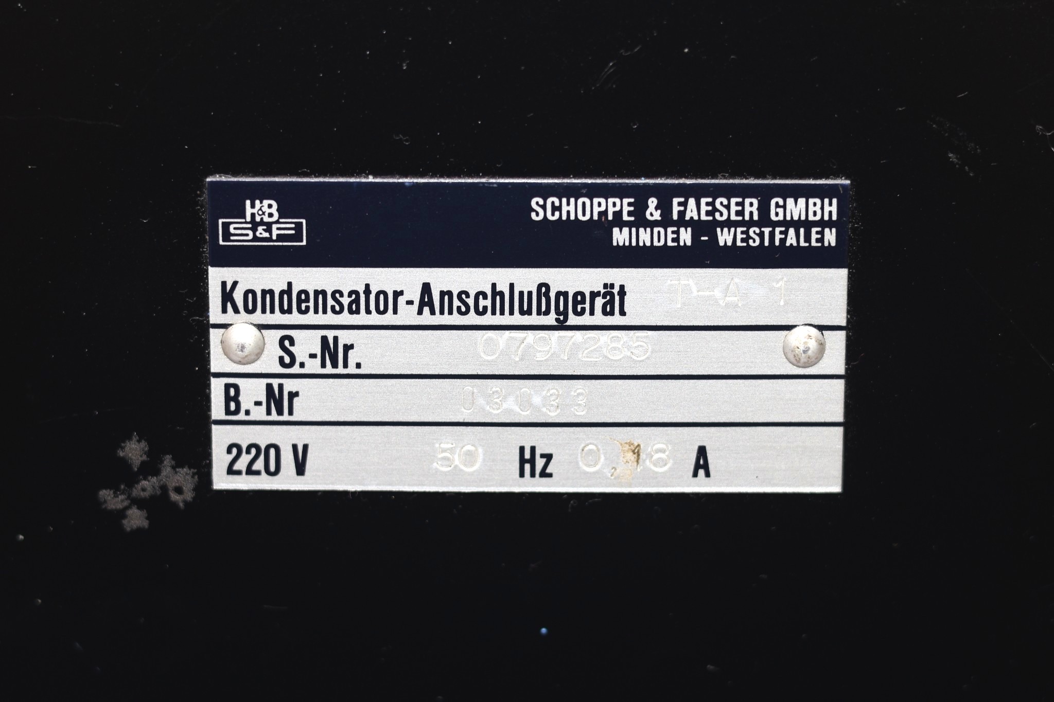 SCHOPPE & FAESER T-A1 CAPACITOR CONNECTION UNIT - Image 2