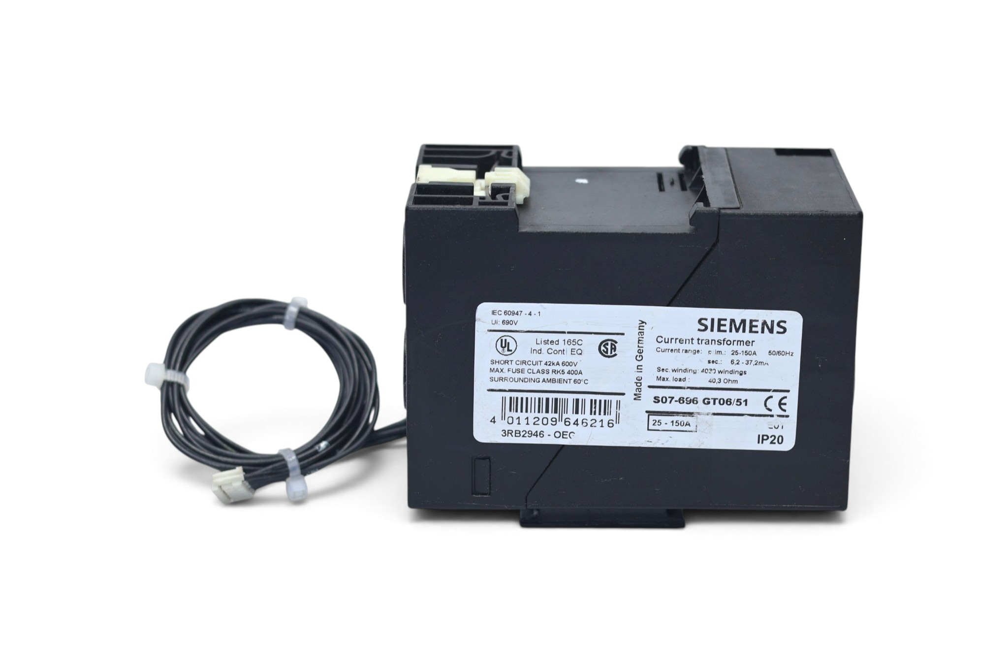 SIEMENS 3RB2946-0EG CURRENT TRANSFORMER - Image 3