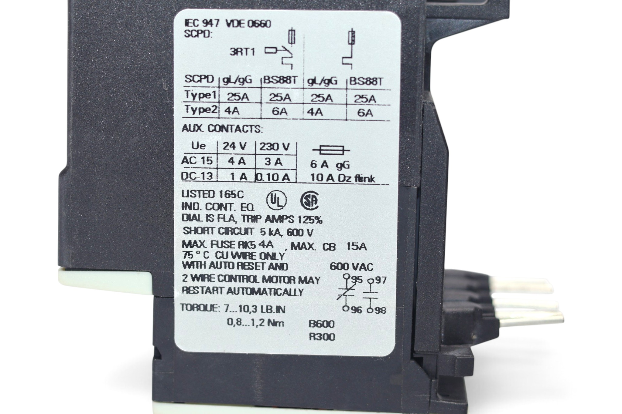 SIEMENS 3RU1116-0JB0 OVERLOAD RELAY (0.7...1 A) - Image 3